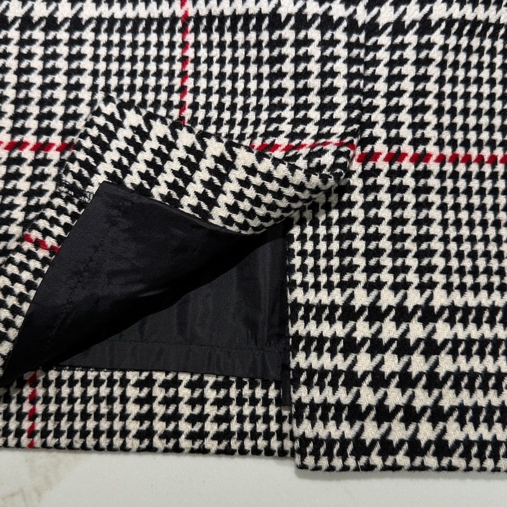 TALBOTS Straight Zipper Back Skirt, Classic Houndstooth, Black/White/Red - Picture 5 of 6